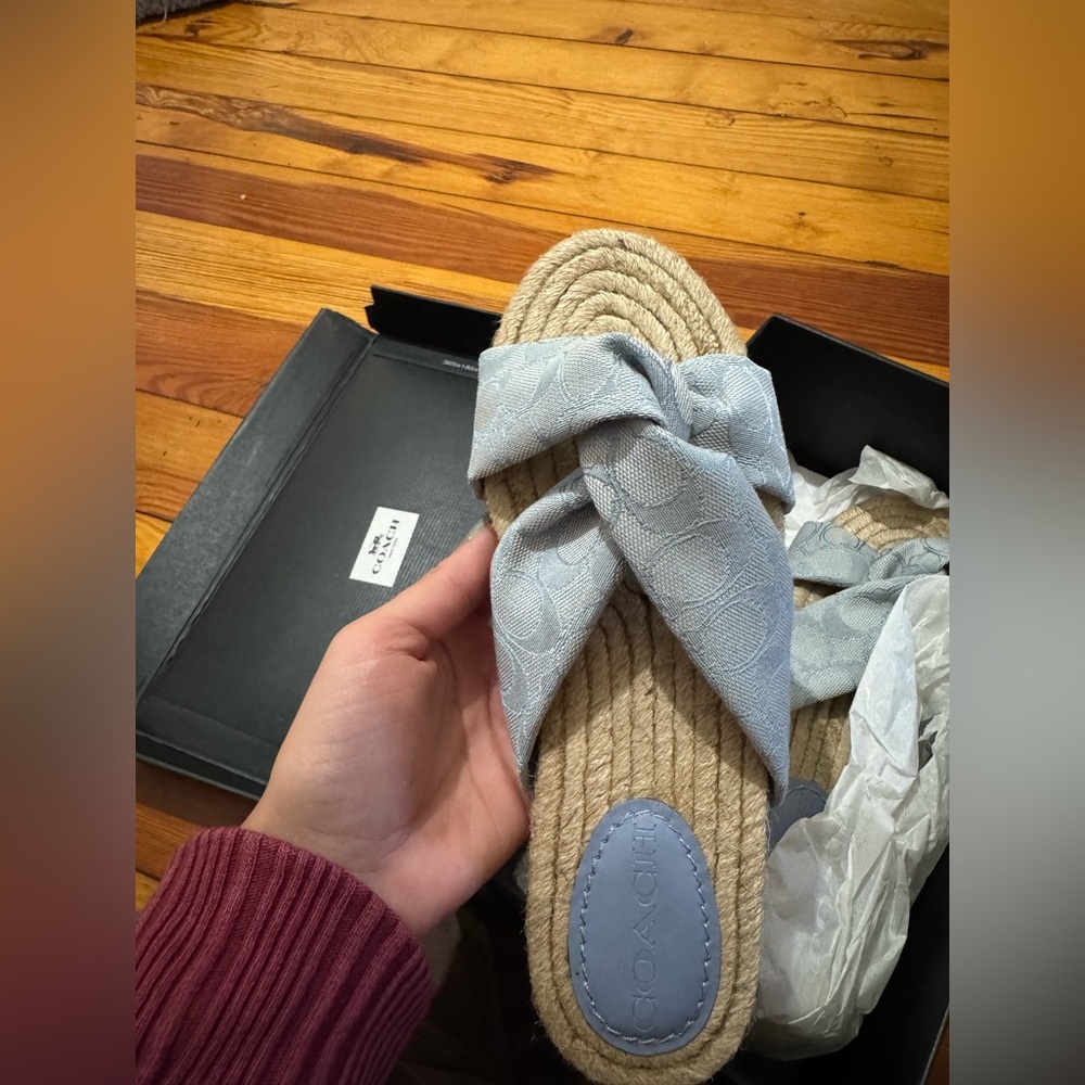 Coach Blue Bow Espadrille Sandals